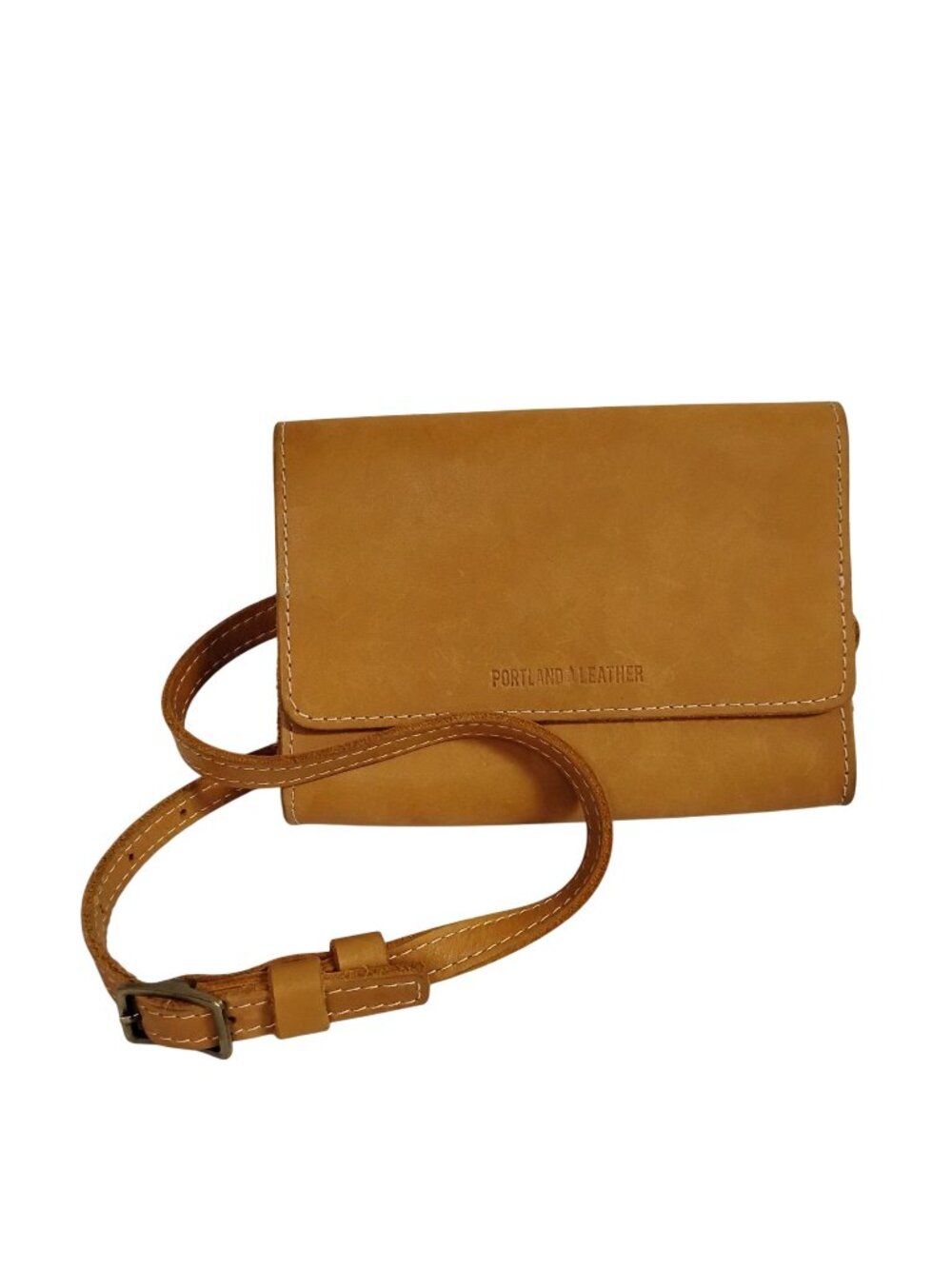 NEW- PORTLAND LEATHER Large Golden Waist Bag 8 X 6 Magnetic Close Flap